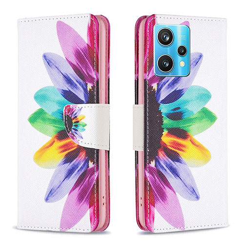 Leather Case Stands Fashionable Pattern Flip Cover Holder B01F for Realme 9 4G Mixed