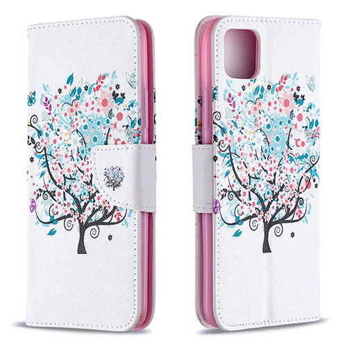 Leather Case Stands Fashionable Pattern Flip Cover Holder B01F for Realme C11 (2021) White