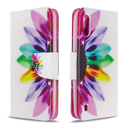 Leather Case Stands Fashionable Pattern Flip Cover Holder B01F for Samsung Galaxy A01 SM-A015 Mixed