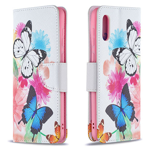 Leather Case Stands Fashionable Pattern Flip Cover Holder B01F for Samsung Galaxy A02 Colorful