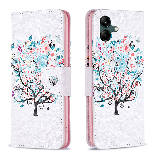 Leather Case Stands Fashionable Pattern Flip Cover Holder B01F for Samsung Galaxy A05 White