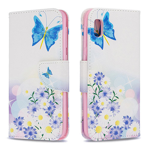 Leather Case Stands Fashionable Pattern Flip Cover Holder B01F for Samsung Galaxy A10e Blue