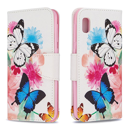 Leather Case Stands Fashionable Pattern Flip Cover Holder B01F for Samsung Galaxy A10e Colorful