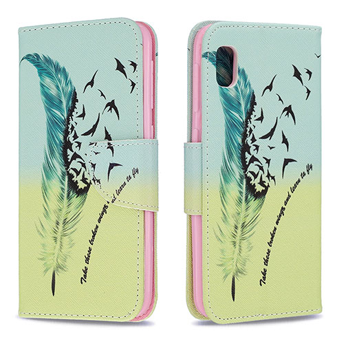 Leather Case Stands Fashionable Pattern Flip Cover Holder B01F for Samsung Galaxy A10e Matcha Green