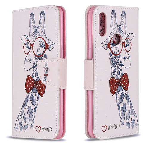 Leather Case Stands Fashionable Pattern Flip Cover Holder B01F for Samsung Galaxy A10s Pink