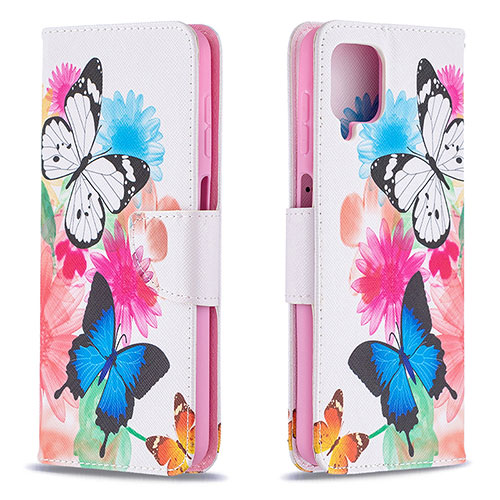 Leather Case Stands Fashionable Pattern Flip Cover Holder B01F for Samsung Galaxy A12 5G Colorful