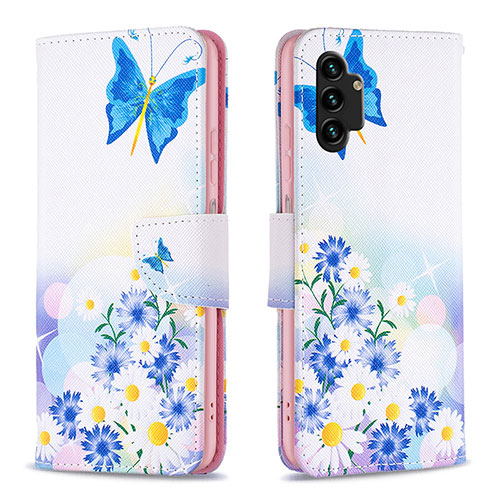 Leather Case Stands Fashionable Pattern Flip Cover Holder B01F for Samsung Galaxy A13 4G Blue