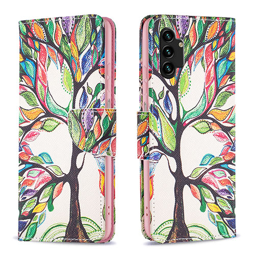 Leather Case Stands Fashionable Pattern Flip Cover Holder B01F for Samsung Galaxy A13 4G Green