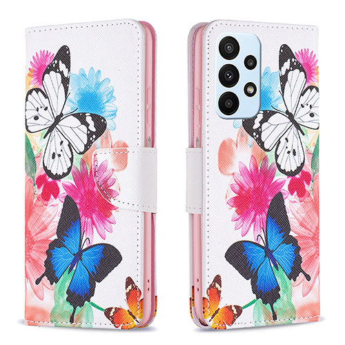 Leather Case Stands Fashionable Pattern Flip Cover Holder B01F for Samsung Galaxy A23 5G Colorful