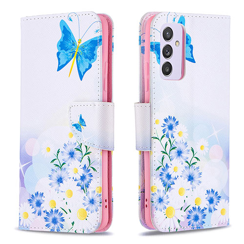 Leather Case Stands Fashionable Pattern Flip Cover Holder B01F for Samsung Galaxy A24 4G Blue