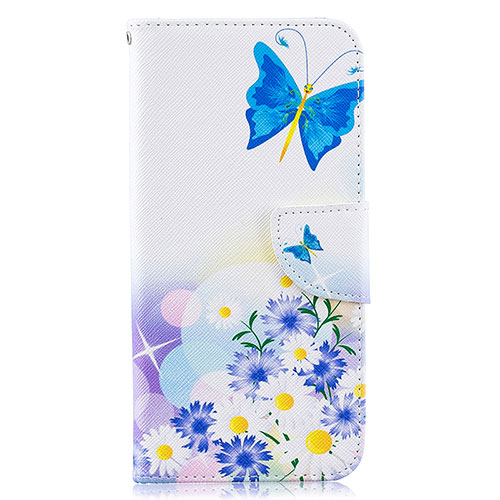 Leather Case Stands Fashionable Pattern Flip Cover Holder B01F for Samsung Galaxy A30S Blue