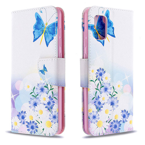 Leather Case Stands Fashionable Pattern Flip Cover Holder B01F for Samsung Galaxy A31 Blue