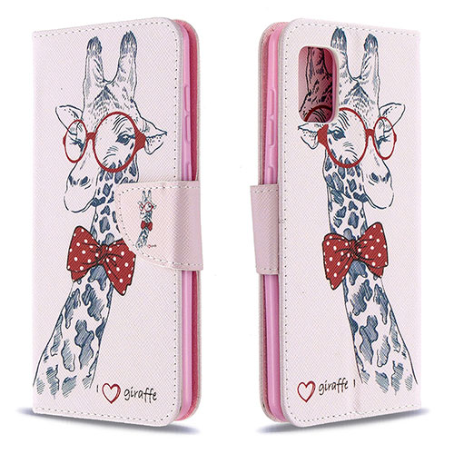 Leather Case Stands Fashionable Pattern Flip Cover Holder B01F for Samsung Galaxy A31 Pink