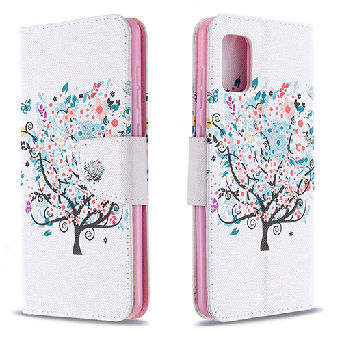Leather Case Stands Fashionable Pattern Flip Cover Holder B01F for Samsung Galaxy A31 White