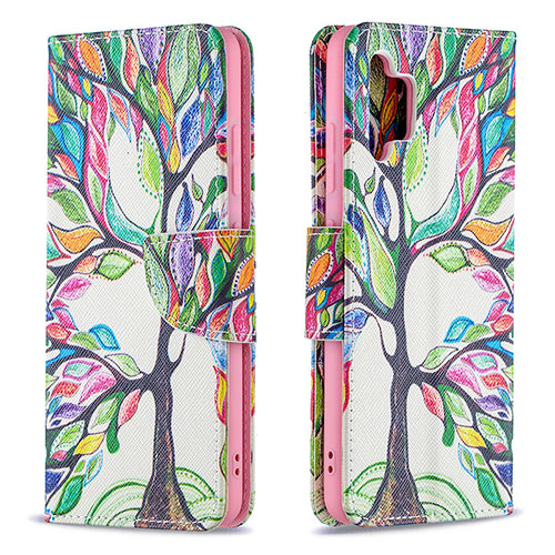 Leather Case Stands Fashionable Pattern Flip Cover Holder B01F for Samsung Galaxy A32 5G Green
