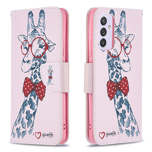 Leather Case Stands Fashionable Pattern Flip Cover Holder B01F for Samsung Galaxy A34 5G Pink