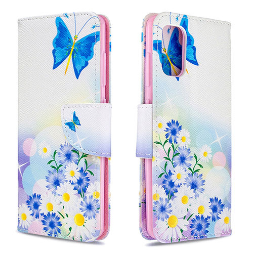 Leather Case Stands Fashionable Pattern Flip Cover Holder B01F for Samsung Galaxy A41 Blue