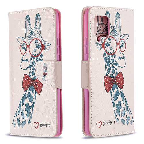 Leather Case Stands Fashionable Pattern Flip Cover Holder B01F for Samsung Galaxy A42 5G Pink