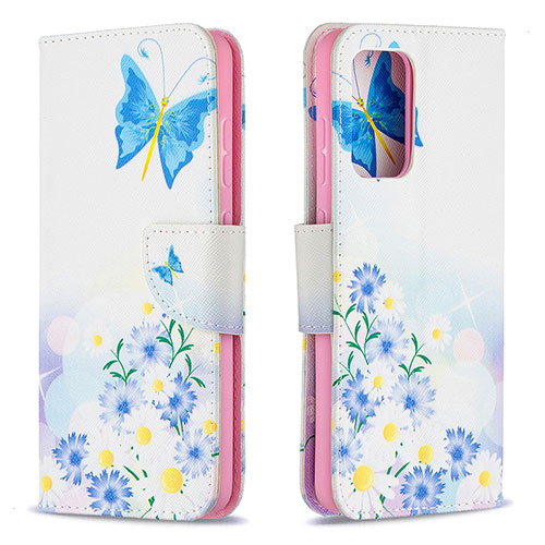 Leather Case Stands Fashionable Pattern Flip Cover Holder B01F for Samsung Galaxy A52 4G Blue