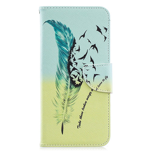 Leather Case Stands Fashionable Pattern Flip Cover Holder B01F for Samsung Galaxy A70 Matcha Green