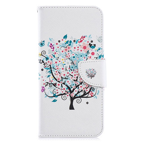 Leather Case Stands Fashionable Pattern Flip Cover Holder B01F for Samsung Galaxy A70 White