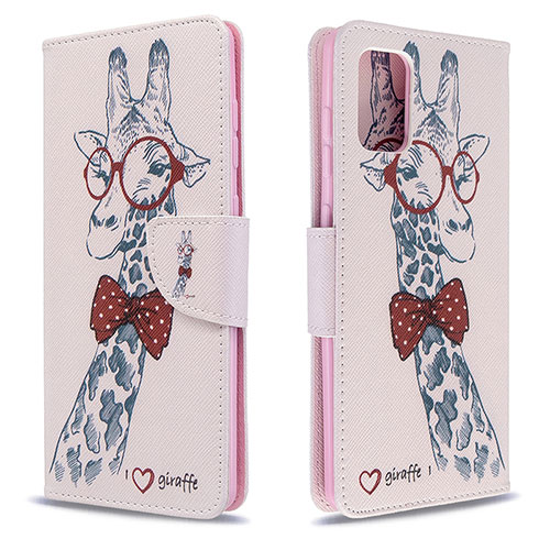 Leather Case Stands Fashionable Pattern Flip Cover Holder B01F for Samsung Galaxy A71 4G A715 Pink