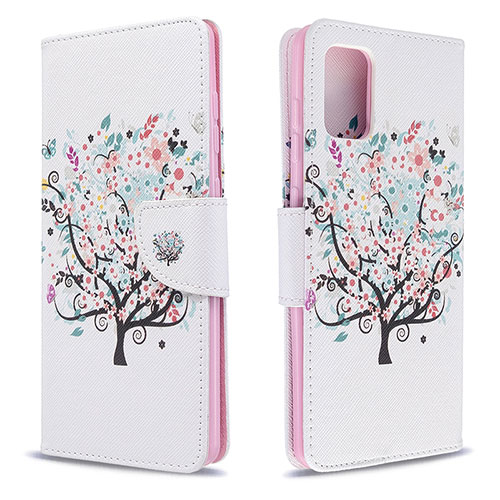 Leather Case Stands Fashionable Pattern Flip Cover Holder B01F for Samsung Galaxy A71 4G A715 White