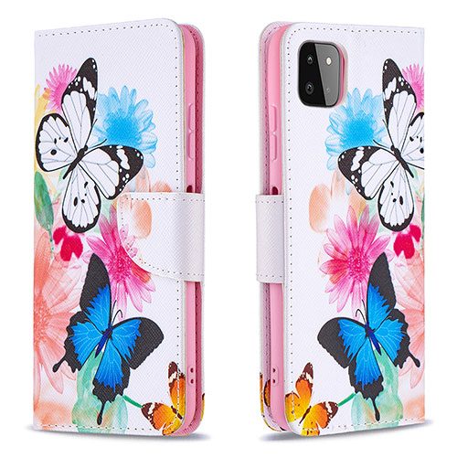 Leather Case Stands Fashionable Pattern Flip Cover Holder B01F for Samsung Galaxy F42 5G Colorful