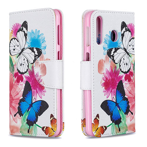 Leather Case Stands Fashionable Pattern Flip Cover Holder B01F for Samsung Galaxy M30 Colorful