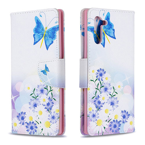 Leather Case Stands Fashionable Pattern Flip Cover Holder B01F for Samsung Galaxy Note 10 5G Blue