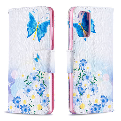 Leather Case Stands Fashionable Pattern Flip Cover Holder B01F for Samsung Galaxy Note 20 5G Blue