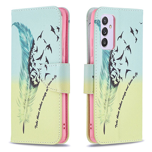 Leather Case Stands Fashionable Pattern Flip Cover Holder B01F for Samsung Galaxy Quantum4 5G Matcha Green