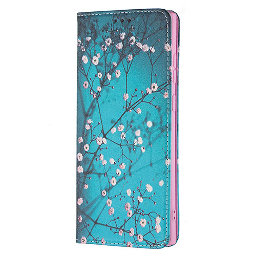 Leather Case Stands Fashionable Pattern Flip Cover Holder B01F for Samsung Galaxy S23 Ultra 5G Cyan