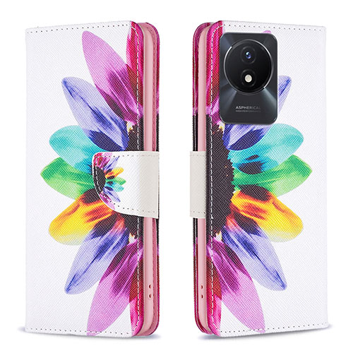 Leather Case Stands Fashionable Pattern Flip Cover Holder B01F for Vivo Y11 (2023) Mixed