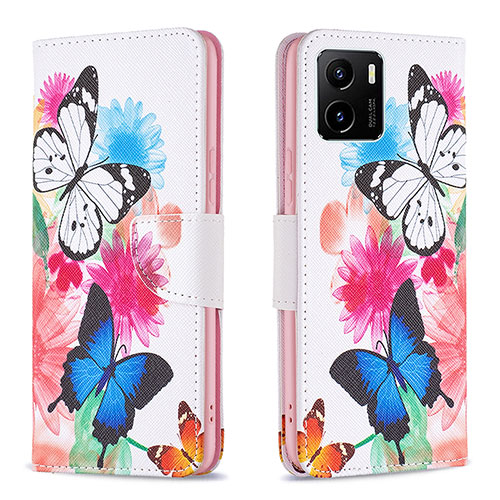 Leather Case Stands Fashionable Pattern Flip Cover Holder B01F for Vivo Y32t Colorful