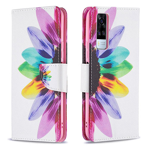 Leather Case Stands Fashionable Pattern Flip Cover Holder B01F for Vivo Y51 (2021) Mixed