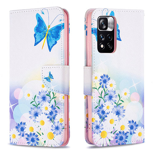 Leather Case Stands Fashionable Pattern Flip Cover Holder B01F for Xiaomi Mi 11i 5G (2022) Blue