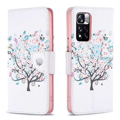 Leather Case Stands Fashionable Pattern Flip Cover Holder B01F for Xiaomi Mi 11i 5G (2022) White