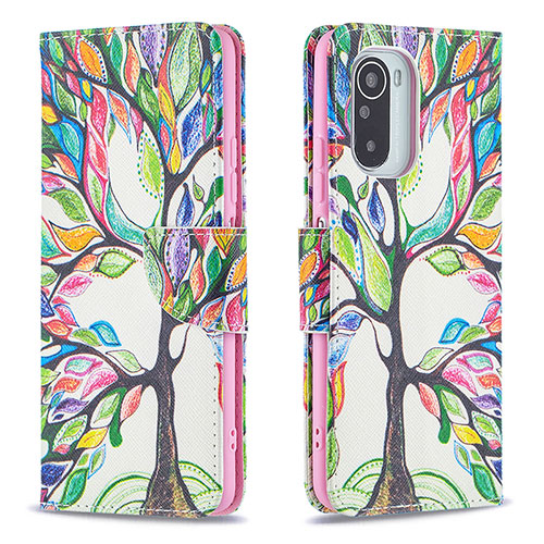 Leather Case Stands Fashionable Pattern Flip Cover Holder B01F for Xiaomi Mi 11i 5G Green