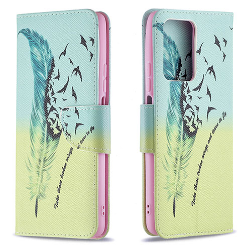 Leather Case Stands Fashionable Pattern Flip Cover Holder B01F for Xiaomi Mi 11T 5G Matcha Green