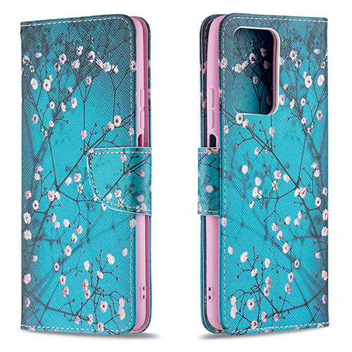 Leather Case Stands Fashionable Pattern Flip Cover Holder B01F for Xiaomi Mi 11T Pro 5G Cyan