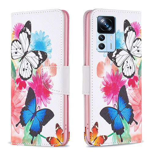 Leather Case Stands Fashionable Pattern Flip Cover Holder B01F for Xiaomi Mi 12T Pro 5G Colorful