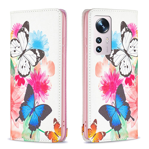 Leather Case Stands Fashionable Pattern Flip Cover Holder B01F for Xiaomi Mi 12X 5G Colorful