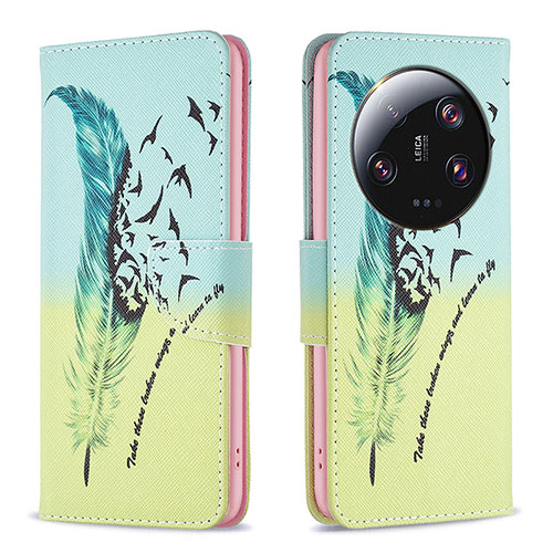 Leather Case Stands Fashionable Pattern Flip Cover Holder B01F for Xiaomi Mi 13 Ultra 5G Matcha Green