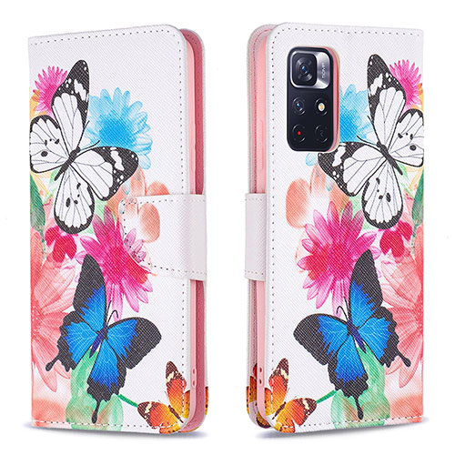Leather Case Stands Fashionable Pattern Flip Cover Holder B01F for Xiaomi Poco M4 Pro 5G Colorful