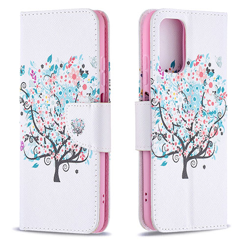 Leather Case Stands Fashionable Pattern Flip Cover Holder B01F for Xiaomi Poco M5S White