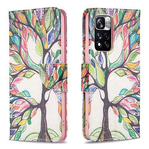 Leather Case Stands Fashionable Pattern Flip Cover Holder B01F for Xiaomi Poco X4 NFC Green