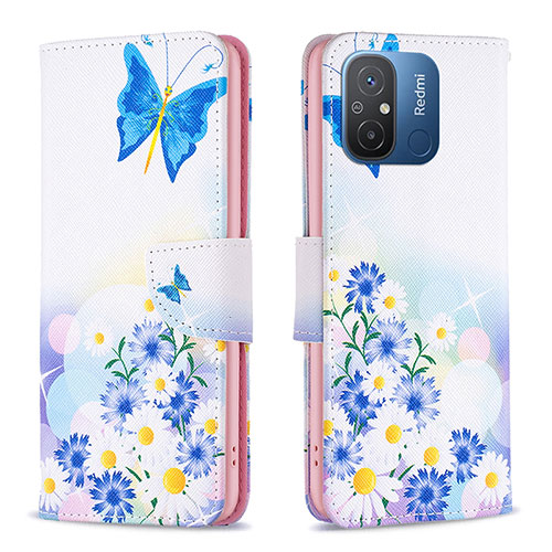 Leather Case Stands Fashionable Pattern Flip Cover Holder B01F for Xiaomi Redmi 12C 4G Blue