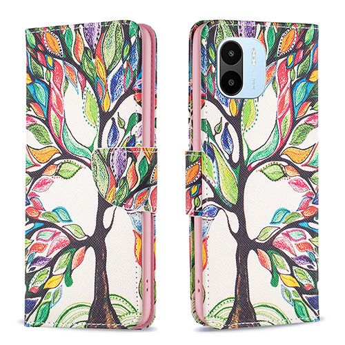 Leather Case Stands Fashionable Pattern Flip Cover Holder B01F for Xiaomi Redmi A2 Green