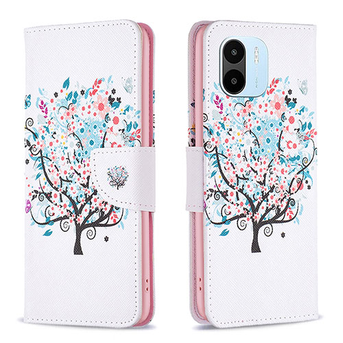 Leather Case Stands Fashionable Pattern Flip Cover Holder B01F for Xiaomi Redmi A2 White